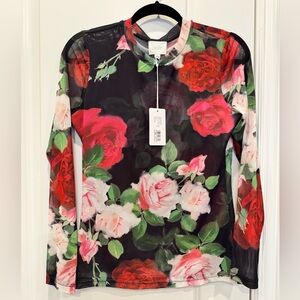 Johnny Was Natalie Long Sleeve Mesh Tee Maria Rosa